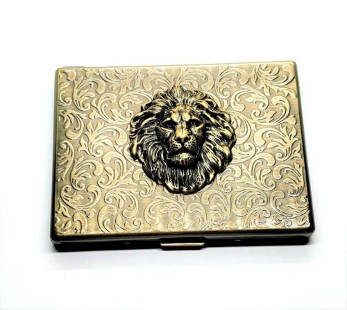 Handmade Antique Bronze Embossed Lion Cigarette Case – Urban Metal