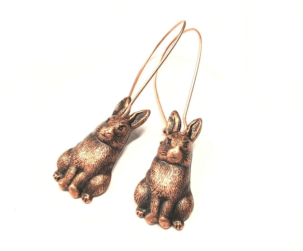 Handmade Oxidized Copper Bunny Rabbit Earrings