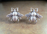Handmade Oxidized Silver Bee Cuff Links