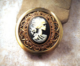 Handmade Victorian Oxidized Brass Day Of The Dead Compact Mirror