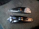 Handmade Oxidized Silve Bee And Hive Hair Clips Barrettes