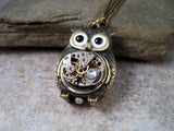 Handmade Antique Bronze Steampunk Owl Necklace