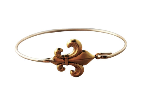 Handmade Gold Fleur De Lis Bangle Bracelet