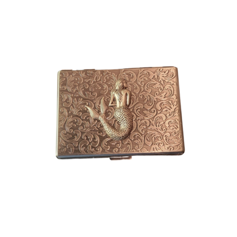 Handmade Antique Bronze Embossed Mermaid Cigarette Case