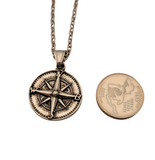 Handmade Antique Silver Compass Rose Necklace