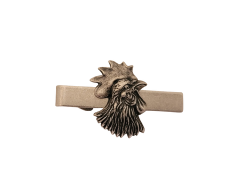 Handmade Oxidized Silver Rooster Tie Clip