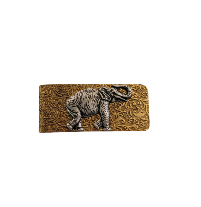 Handmade Embossed Brass Elephant Money Clip
