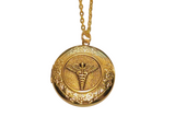 Handmade Antique Gold Caduceus Medical Symbol Locket Necklace