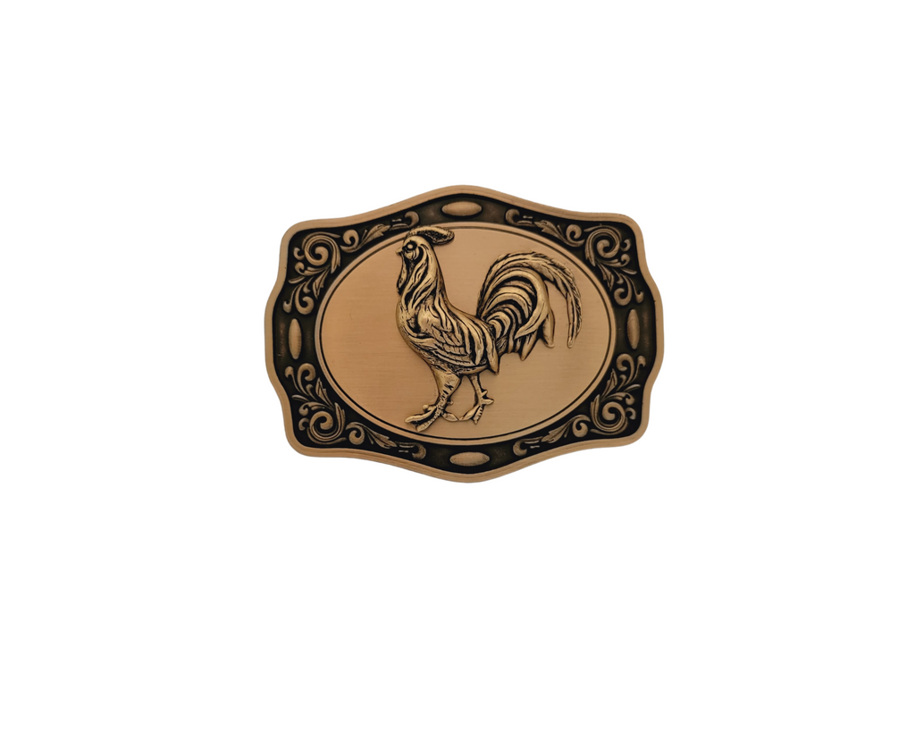 Upscale Rooster Copper Belt Buckles