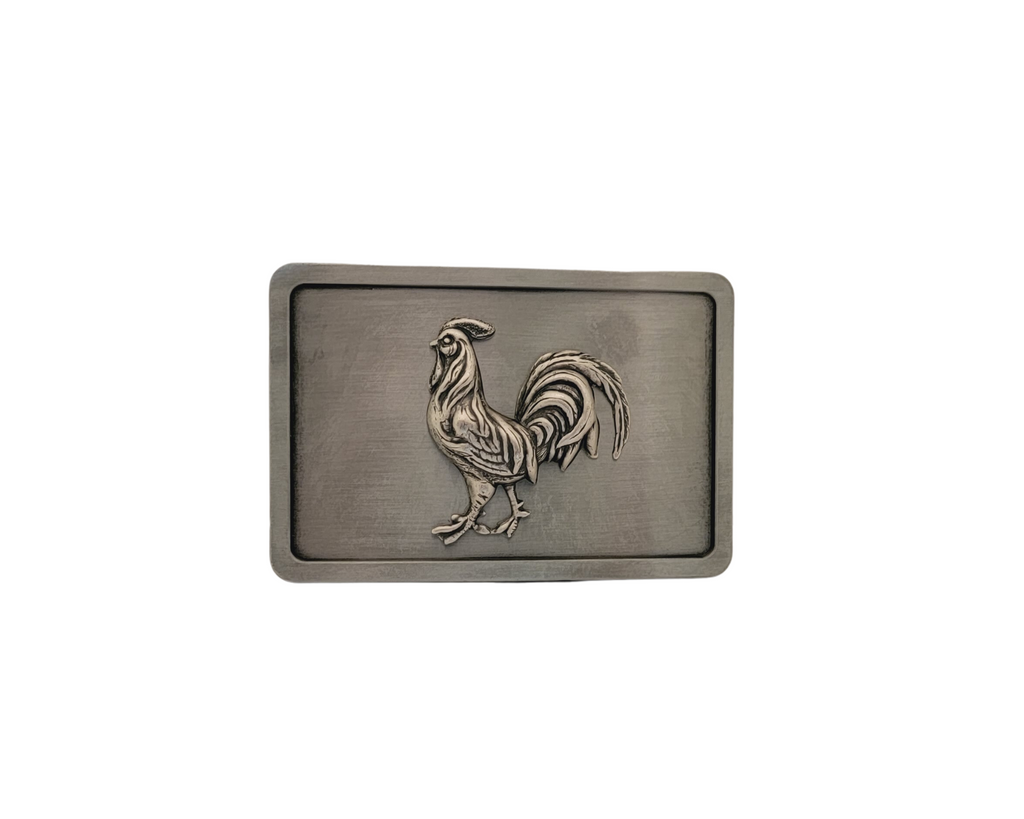 Handmade Oxidized Silver Rooster Belt Buckle