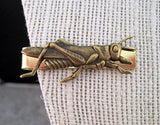 Handmade Gold Brass Steampunk Grasshopper Tie Bar Clip