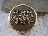 Handmade Steampunk No Evil Monkey Bronze Pill Box