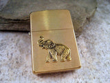 Handmade Brushed Gold Lucky Elephant Cigarette Lighter