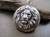 Handmade Oxidized Sterling Silver Lion Locket Necklace