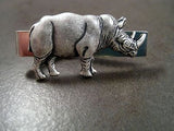 Handmade Oxidized Silver Rhino Tie Bar
