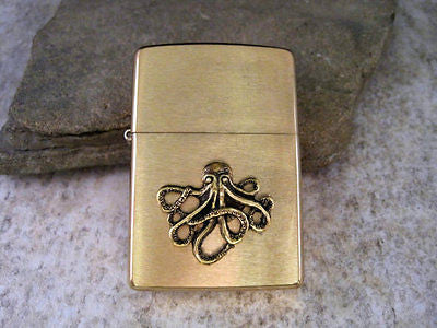 Handmade Brushed Gold Nautical Octopus Cigarette Lighter