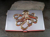 Handmade Silver Steampunk Brass Octopus Business Card Holder