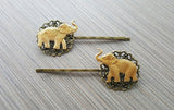Handmade Brass Elephant Bobby Pins