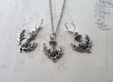 Handmade Scottish Thistle Necklace And Earrings Set