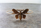 Handmade Gold Butterfly Bangle Bracelet