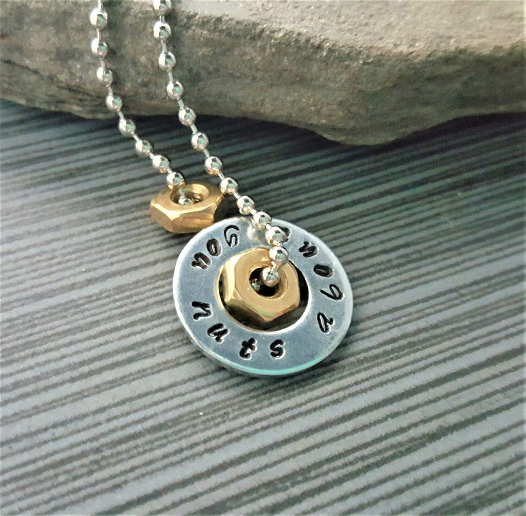 Handmade Hand-Stamped Nuts About You Necklace Or Keychain