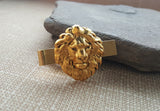 Handmade Oxidized Gold Lion Tie Clip
