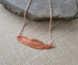 Handmade Rose Gold Feather Necklace