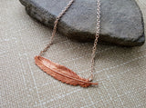 Handmade Rose Gold Feather Necklace