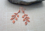Handmade Rose Gold Branch Dangle Earrings