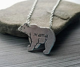 Handmade Hand-Stamped Mama Bear Necklace