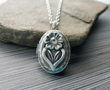 Handmade Silver Flower Locket Necklace