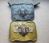 Handmade Oxidized Silver Steampunk Scarab Belt Buckle
