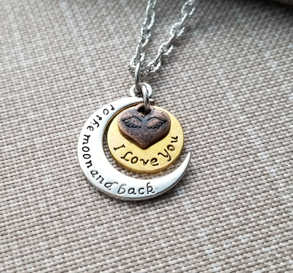 Handmade I Love You To The Moon And Back Necklace Valentines Anniversary Gift