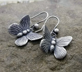 Handmade Oxidized Silver Butterfly Earrings