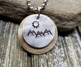 Handmade Hand Stamped Mountain Scenery Necklace