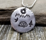 Handmade Hand Stamped Happy Camper Camping Necklace