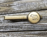 Handmade Hand-stamped Bronze Papa Bear Tie Bar Clip