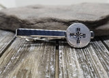 Handmade Handstamped Silver Compass Rose Tie Bar Clip