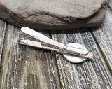 Handmade Handstamped Silver Compass Rose Tie Bar Clip