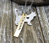 Handmade Personalized Hand Stamped Cat Necklace