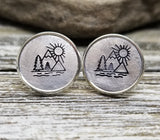 Handmade Hand Stamped Mountain Sunshine Earrings