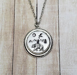 Handmade Hand Stamped Mountain Bear Nature Necklace