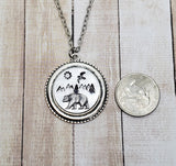 Handmade Hand Stamped Mountain Bear Nature Necklace