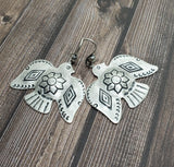 Handmade Oxidized Silver Southwest Thunderbird Earrings