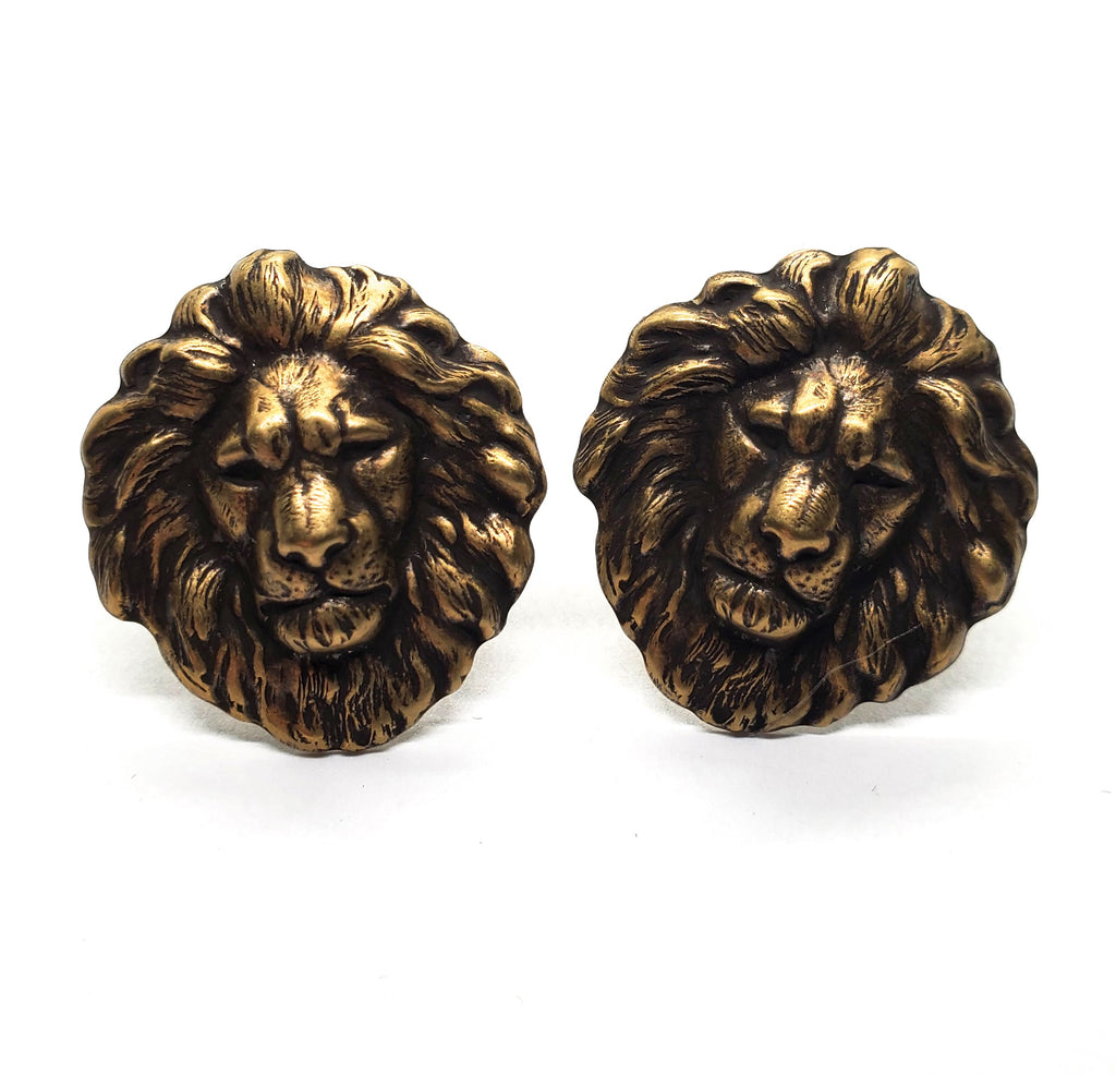 Handmade Oxidized Brass Lion Cuff Links