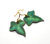 Handmade Verdigris Patina Ivy Leaf Leaves Earrings