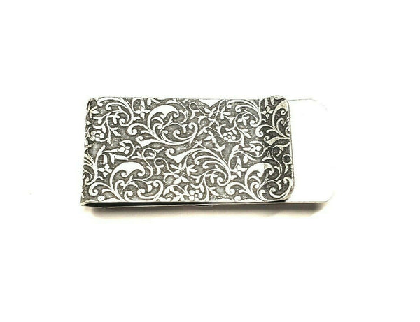 Handmade Oxidized Silver Embossed Brass Compass Money Clip – Urban ...