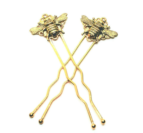 Handmade Golden Bee Bobby Hair Pins