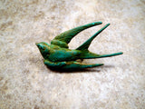 Handmade Verdigris Bird Brooch