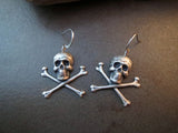 Handmade Oxidized Silver Skull And Crossbones Earrings
